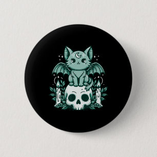Kawaii Pastel Goth Cute Creepy Cat Bat Skeleton 6 Cm Round Badge