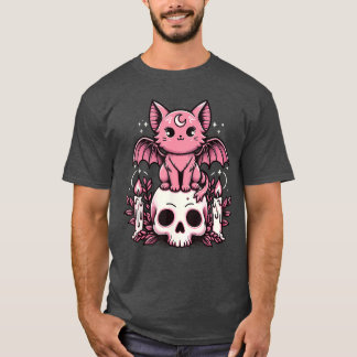 Kawaii Pastel Goth Cute Creepy Cat Bat Skeleton Me T-Shirt