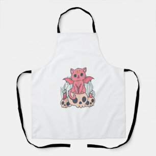 Kawaii Pastel Goth Cute Creepy Demon Cat and Skull Apron
