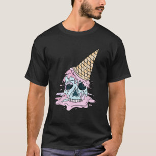 Kawaii Pastel Goth Cute Creepy Ice Cream Skull Ani T-Shirt
