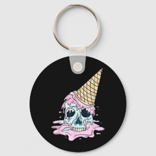 Kawaii Pastel Goth Cute Creepy Ice Cream Skull Key Ring