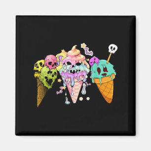 Kawaii Pastel Goth Cute Creepy Ice Cream Skull Magnet