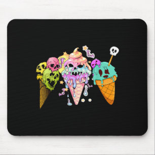 Kawaii Pastel Goth Cute Creepy Ice Cream Skull Mouse Pad