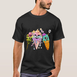 Kawaii Pastel Goth Cute Creepy Ice Cream Skull T-Shirt