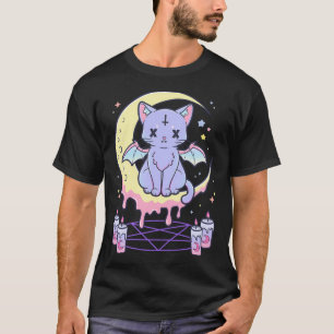 Kawaii Pastel Goth Cute Creepy Occult Cat T-Shirt