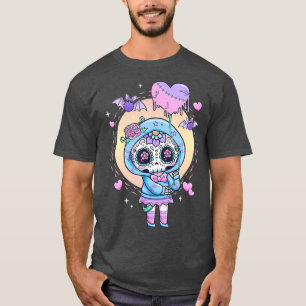 Kawaii Pastel Goth Cute Creepy Sugar Skull Day T-Shirt