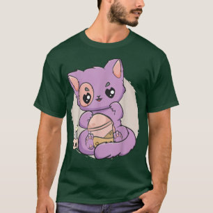 Kawaii Pastel Goth Cute Creepy Witchy Cat Boba Ani T-Shirt