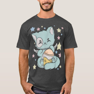 Kawaii Pastel Goth Cute Creepy Witchy Cat Boba Ani T-Shirt