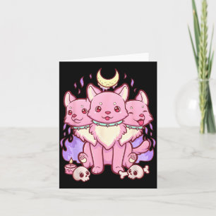 Kawaii Pastel Goth Cute Y 3 Headed Dog Card
