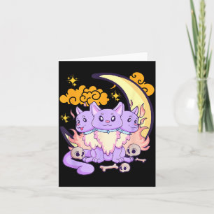 Kawaii Pastel Goth Cute Y 3 Headed Dog Halloween Card
