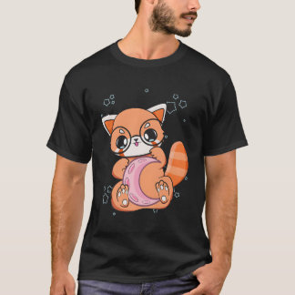 Kawaii Pastel Goth Red Panda Chibi Anime Moon T-Shirt
