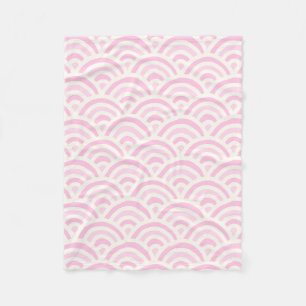 Kawaii Pastel Japanese Seigaiha Pattern Fleece Blanket