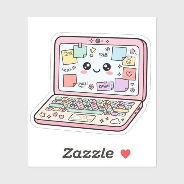 Kawaii Pastel Laptop Study Vibes Sticker (Sheet)