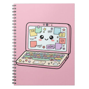 Kawaii Pastel Laptop Study Vibes Sticker Notebook