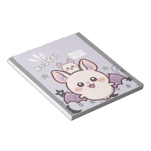 Kawaii Pastel Lavender Bat & Baby – Cute Notepad
