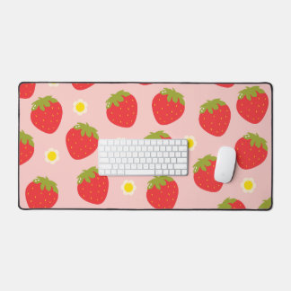 Kawaii Pastel Pink Strawberry Desk Mat 