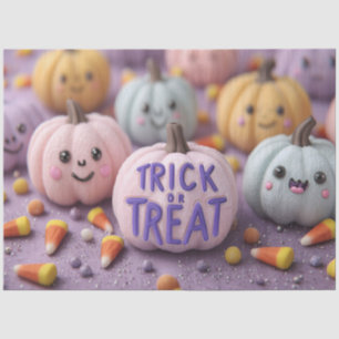 Kawaii Pastel Pumpkins with Trick or Treat Text Tissue Paper