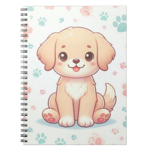 Kawaii Pastel Puppy Paw Pattern Notebook