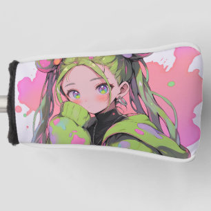 Kawaii Pastel Splatter Anime Girl Golf Head Cover