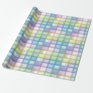 Kawaii Pastel Square Glass Tile Water Drip Pattern Wrapping Paper
