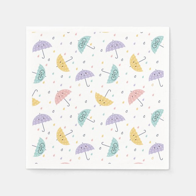 Kawaii Pastel Umbrella Pattern Napkins (Front)