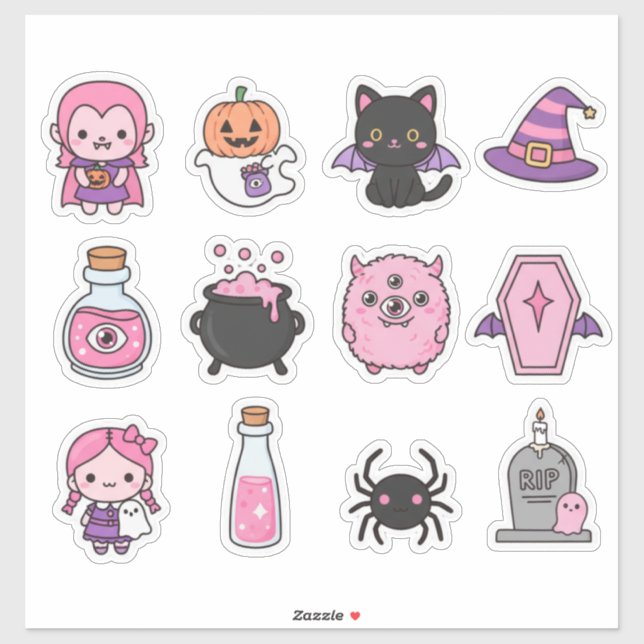 Kawaii Pastel Vampire & Friends Sticker Pack  (Sheet)