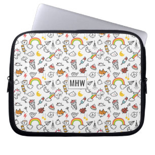 Kawaii Pattern custom monogram laptop sleeves