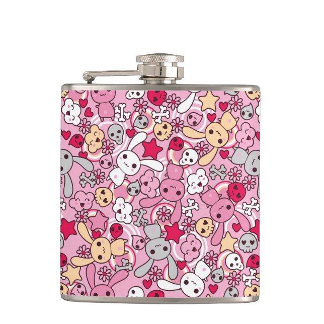 Kawaii pattern hip flask (Front)