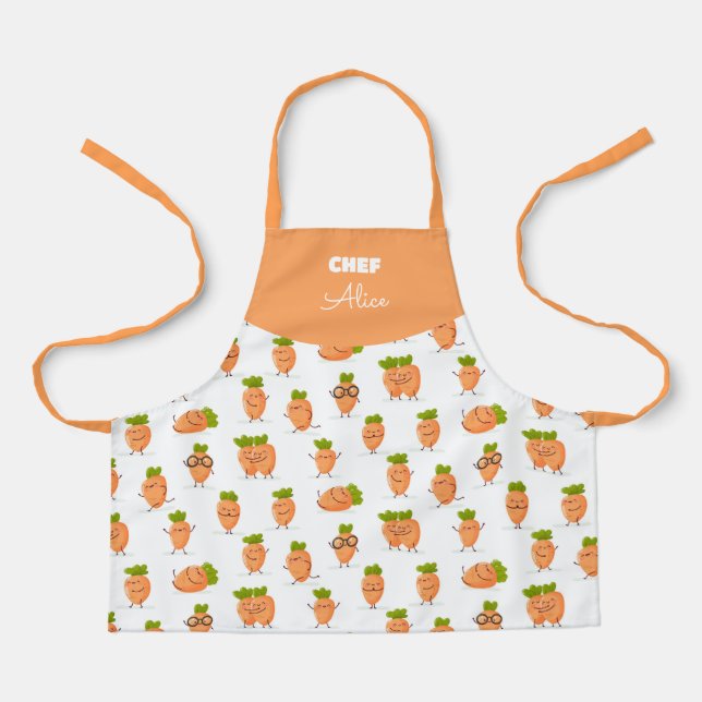 Kawaii pattern of fun carrots apron (Front)