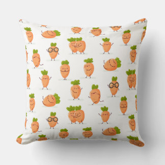 Kawaii pattern of fun carrots cushion
