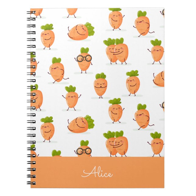 Kawaii pattern of fun carrots notebook (Front)