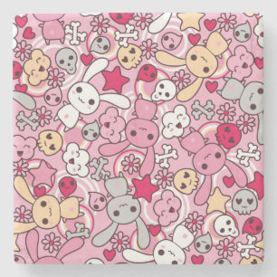Kawaii pattern stone coaster