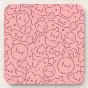 Kawaii pattern with cute cakes coaster