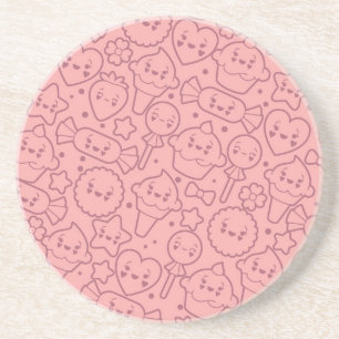 Kawaii pattern with cute cakes coaster