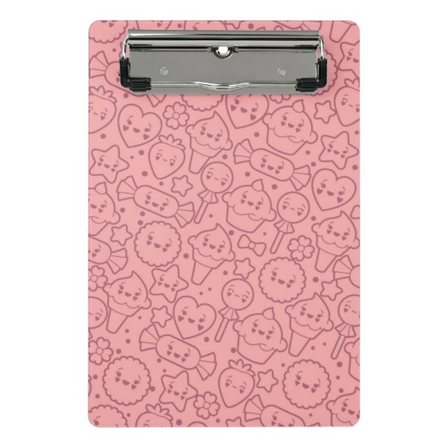 Kawaii pattern with cute cakes mini clipboard (Front)