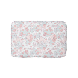 kawaii pattern with doodle bath mat