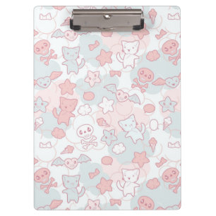 kawaii pattern with doodle clipboard