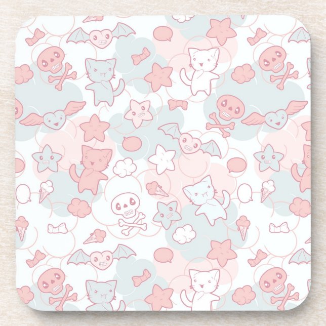 kawaii pattern with doodle coaster (Front)