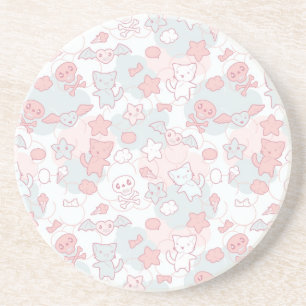 kawaii pattern with doodle coaster