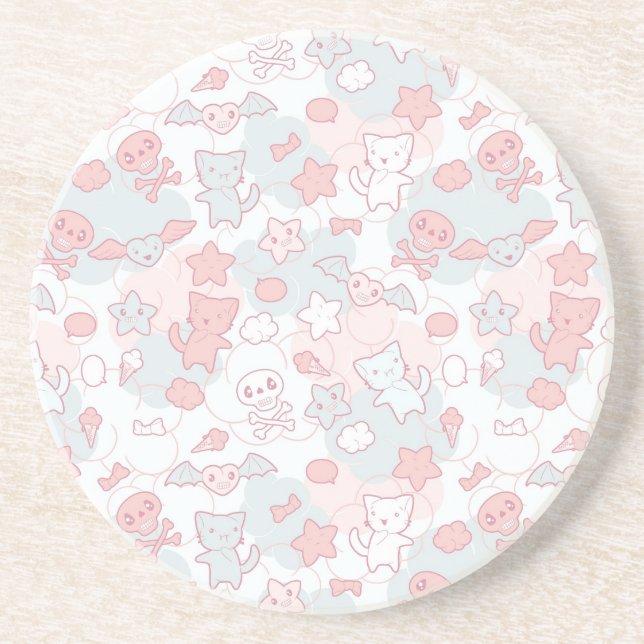 kawaii pattern with doodle coaster (Front)
