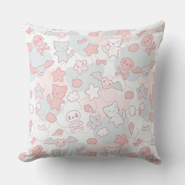 kawaii pattern with doodle cushion (Front)