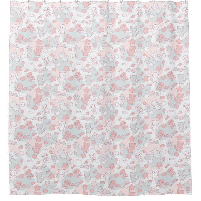 kawaii pattern with doodle shower curtain (Front)