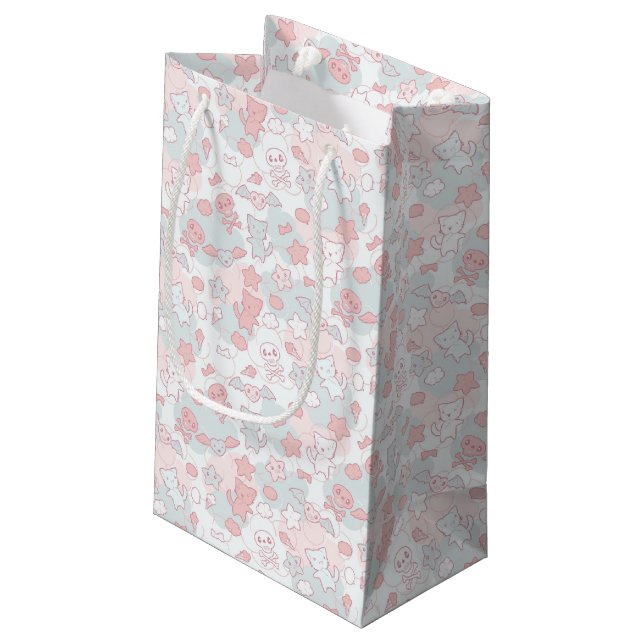 kawaii pattern with doodle small gift bag (Back Angled)