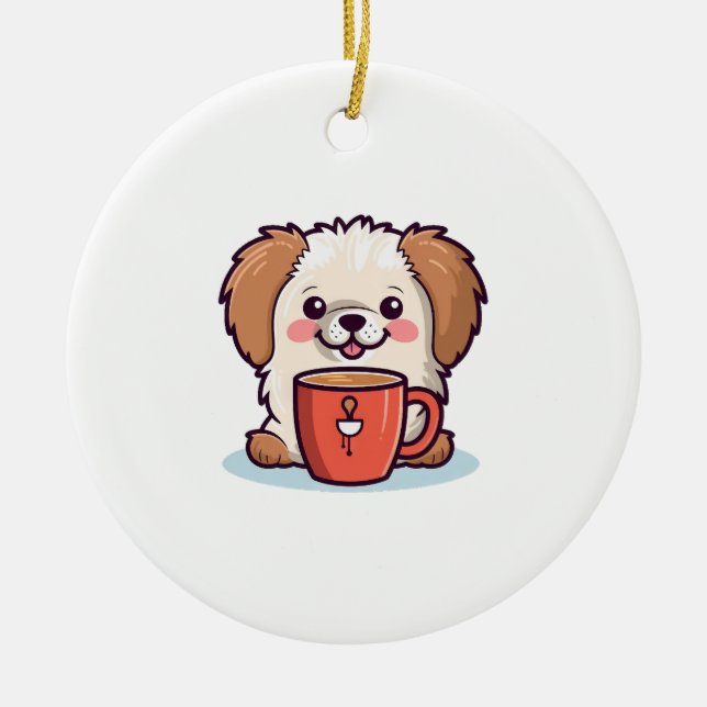 Kawaii Paws Café Ceramic Ornament (Front)