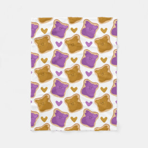 Kawaii PBJ Pattern Fleece Blanket