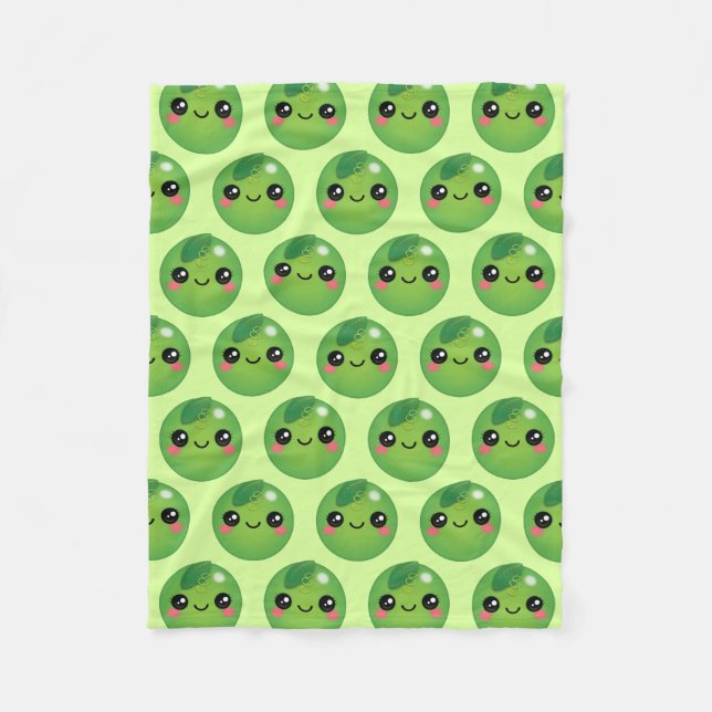 Kawaii Pea Fleece Blanket (Front)