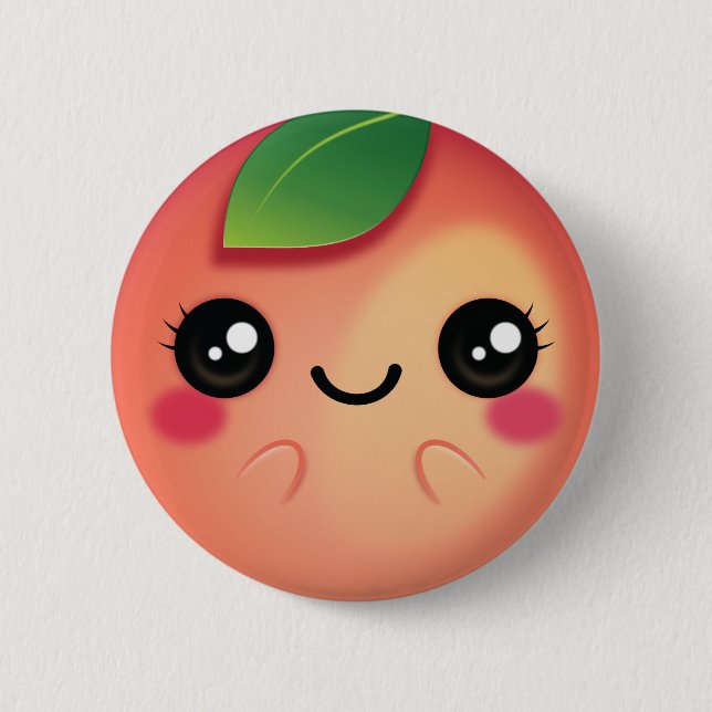 Kawaii Peach 6 Cm Round Badge (Front)