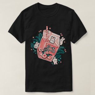 Kawaii Peach Juice Bunny Design T-Shirt