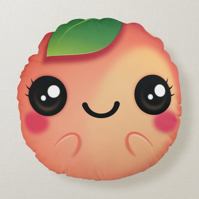 Kawaii Peach Round Cushion (Front)
