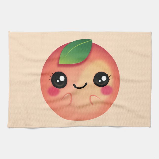 Kawaii Peach Tea Towel (Horizontal)